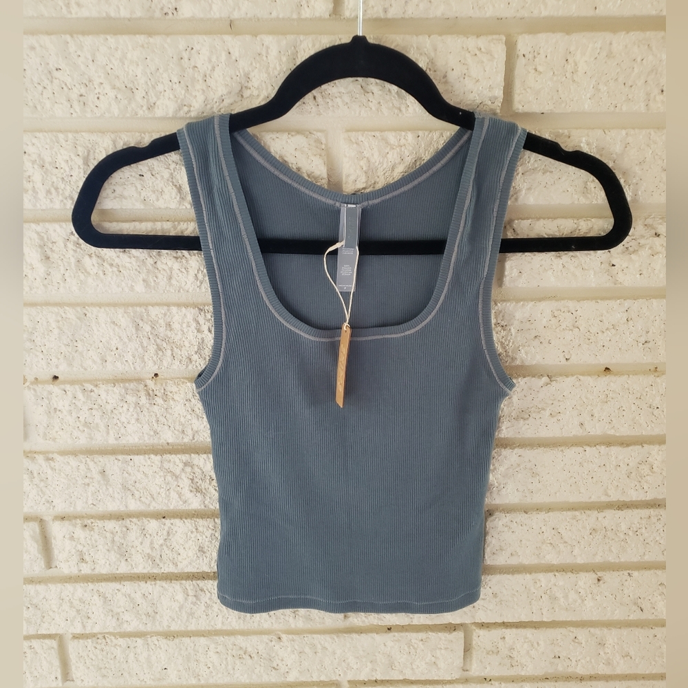 SKIMS Size M Cotton Rib Tank in Kyanite Blue